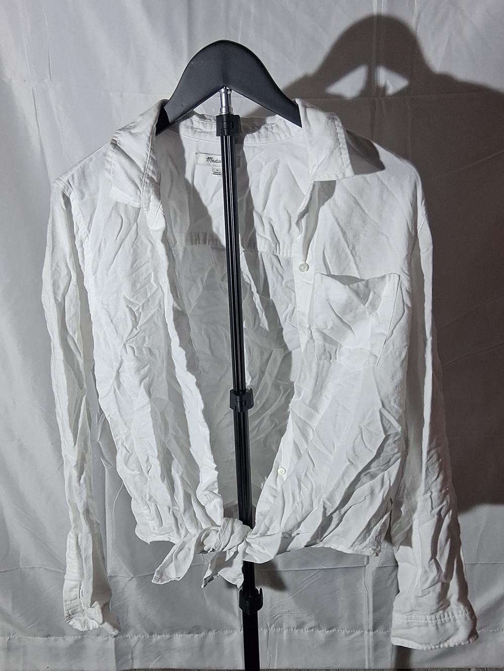 Madewell White Tie-Front Button Down Top